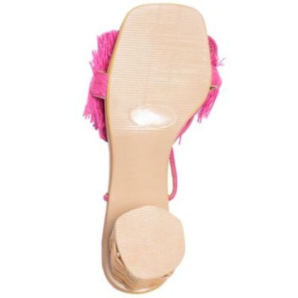 SILVIA COBOS Womens Pink Wrapping Ankle-Tie Fringed Canasto Sandals Shoes 5.5 - Picture 4 of 4